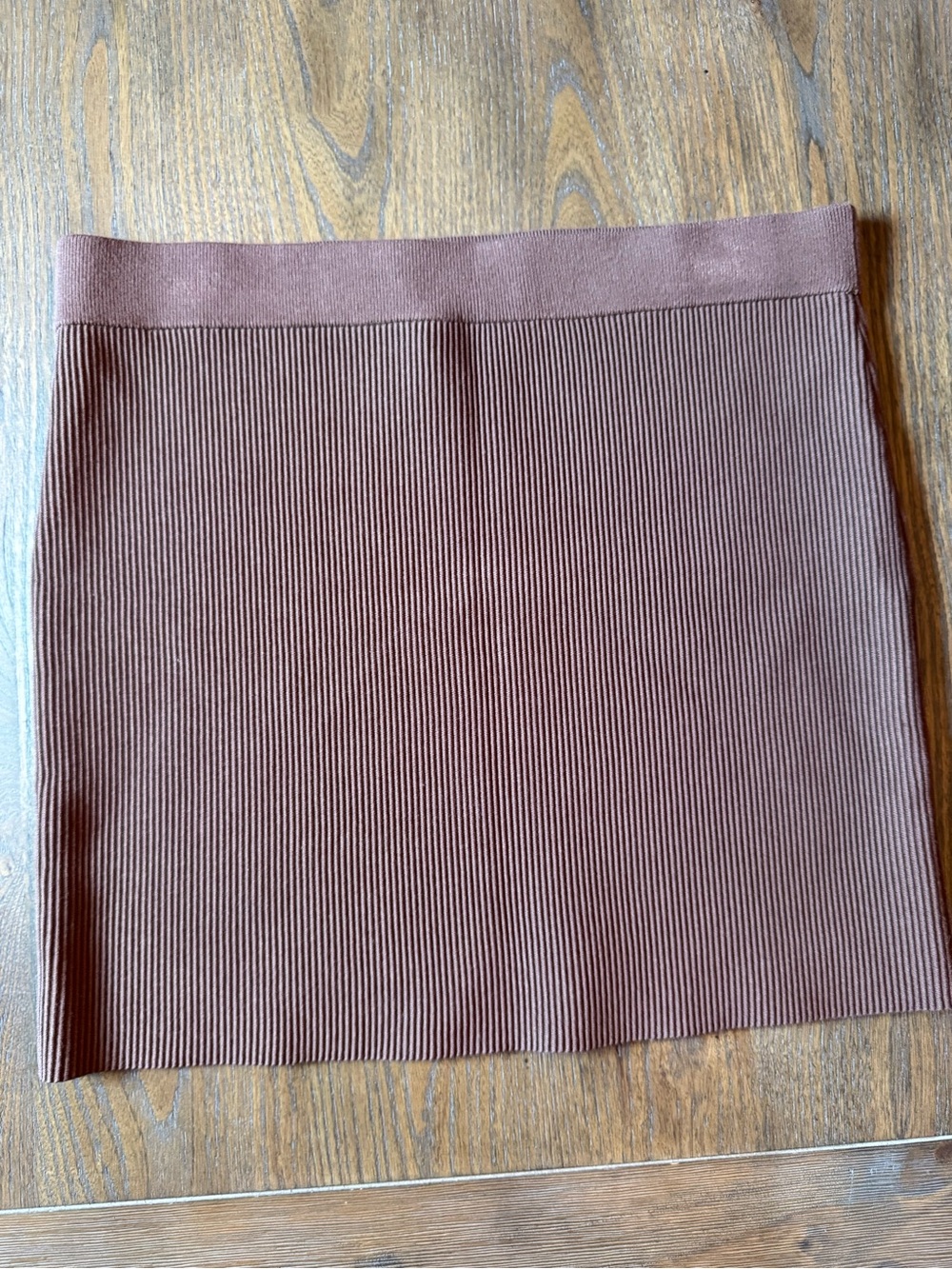 Open Edit Ribbed Mini Skirt in Mauve Brown